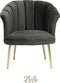 Bella Home Mila - Fauteuil - Velvet - Schelp - Grijs met gouden poten