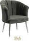 Bella Home Mila - Fauteuil - Velvet - Schelp - Grijs met zilveren poten