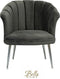 Bella Home Mila - Fauteuil - Velvet - Schelp - Grijs met zilveren poten