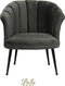 Bella Home Mila - Fauteuil - Velvet - Schelp - Grijs met zwarte poten