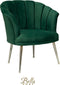 Bella Home Mila - Fauteuil - Velvet - Schelp - Groen met zilveren poten