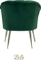 Bella Home Mila - Fauteuil - Velvet - Schelp - Groen met zilveren poten