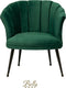 Bella Home Mila - Fauteuil - Velvet - Schelp - Groen met zwarte poten