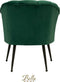 Bella Home Mila - Fauteuil - Velvet - Schelp - Groen met zwarte poten