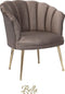 Bella Home Mila - Fauteuil - Velvet - Schelp - Mokka met gouden poten