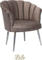 Bella Home Mila - Fauteuil - Velvet - Schelp - Mokka met zilveren poten
