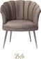 Bella Home Mila - Fauteuil - Velvet - Schelp - Mokka met zilveren poten