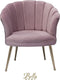 Bella Home Mila - Fauteuil - Velvet - Schelp - Roze met gouden poten