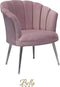 Bella Home Mila - Fauteuil - Velvet - Schelp - Roze met zilveren poten