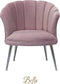 Bella Home Mila - Fauteuil - Velvet - Schelp - Roze met zilveren poten