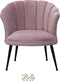Bella Home Mila - Fauteuil - Velvet - Schelp - Roze met zwarte poten