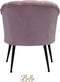 Bella Home Mila - Fauteuil - Velvet - Schelp - Roze met zwarte poten