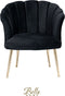 Bella Home Mila - Fauteuil - Velvet - Schelp - Zwart met gouden poten