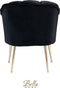 Bella Home Mila - Fauteuil - Velvet - Schelp - Zwart met gouden poten