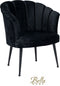Bella Home Mila - Fauteuil - Velvet - Schelp - Zwart met zwarte poten