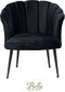 Bella Home Mila - Fauteuil - Velvet - Schelp - Zwart met zwarte poten