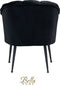 Bella Home Mila - Fauteuil - Velvet - Schelp - Zwart met zwarte poten