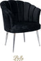 Bella Home Mila - Fauteuil - Velvet - Schelp - Zwarte met zilveren poten