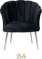 Bella Home Mila - Fauteuil - Velvet - Schelp - Zwarte met zilveren poten