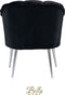Bella Home Mila - Fauteuil - Velvet - Schelp - Zwarte met zilveren poten