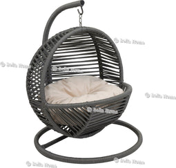 Bella Home Simba - Mini Hangstoel - Kat - Hond - Grijs - Creme kussen