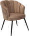 Bella Home Tina - Eetkamerstoel - Velvet - Schelp - Mokka met zwarte poten