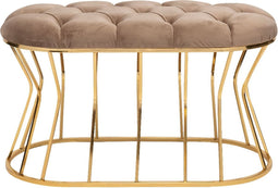 Bella Home Ziyan - Hocker - Velvet - Fluweel - Mokka - Gouden onderstel - Voetenbankje - 90 x 50