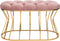 Bella Home Ziyan - Hocker - Velvet - Fluweel - Roze - Gouden onderstel - Voetenbankje - 90 x 50