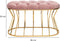 Bella Home Ziyan - Hocker - Velvet - Fluweel - Roze - Gouden onderstel - Voetenbankje - 90 x 50