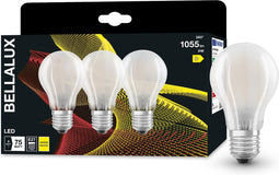 BELLALUX LED-lamp, E27-basis mat glas ,Warm wit (27-K), 1-55 Lumen, substituut voor 75W-verlichtingsmiddel niet-dimbaar, 3-Pak