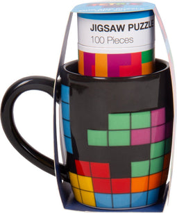 Tetris - beker & puzzelset - 100 stukjes - zwart