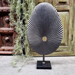 Benoa Dundee Costa Antique Leaf Sculpture Lead Finish, Marble base 9 cm