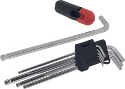 Benson 10-delige inbussleutelset - bolkop - chroom vanadiumstaal - uitvouwbare houder - grote greep