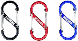 Benson Dubbele karabijnhaak set - 22 x 50 mm - Zwart, rood en blauw - 3 stuks