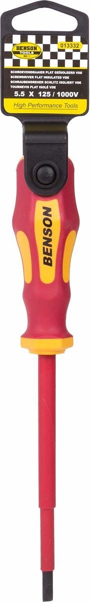 Benson Geïsoleerde platte schroevendraaier - 3.5 x 100 mm - Rood - VDE bescherming tot 1000V