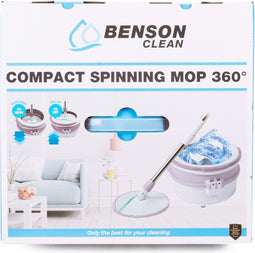 Benson Mop & emmer set - 360° draaiend systeem - Inclusief 123 cm steel - Grijs