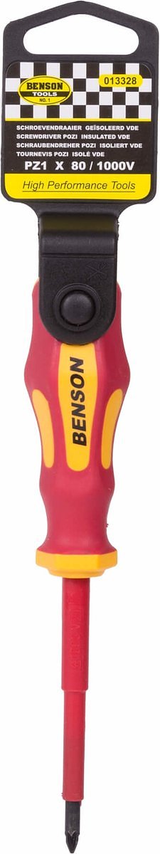 Benson Pozidriv schroevendraaier - geïsoleerd VDE - PZ1 x 80 mm - rood