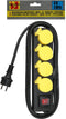 Benson Stekkerdoos - 4-voudig - Spatwaterdicht - 3 meter kabel - Met schakelaar - Zwart