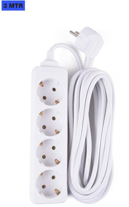 Benson Tafelcontactdoos - 4 voudig - Randaarde - 3 meter - Wit - 2500W