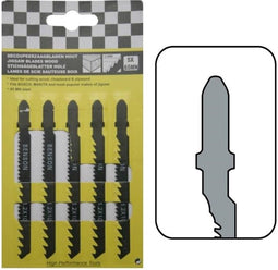 Benson Universele decoupeerzaagbladen - T-schacht - hout - 5 stuks - 100 mm - inclusief opbergbox