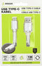 Benson USB naar Type C kabel - 1 meter - Wit - Snel opladen en dataoverdracht