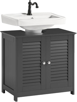 SoBuy FRG237-II-DG - Badkamermeubel - 2 Deuren 2 Planken - Donkergrijs 60x35x58cm