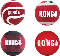 Kong Signature Ballen - Hondenspeelgoed - Set van 4 ballen 5,5 cm (4 st)