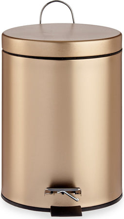 Berilo Pedaalemmer - goudkleurig - metaal - 5 liter - H26 cm - prullenbak