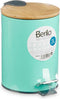 Berilo Prullenbak/pedaalemmer - mintgroen - 3 liter - metaal/bamboe - 17 x 23,5 cm
