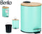 Berilo Prullenbak/pedaalemmer - mintgroen - 3 liter - metaal/bamboe - 17 x 23,5 cm