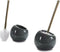 Berilo toiletborstel/wc-borstel van keramiek - zwart - H34 cm - rond