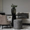 Atmooz - Poef Alice - Tiano Gunmetal - Ronde voetenbank - Jacquard velvet met print - 45cm