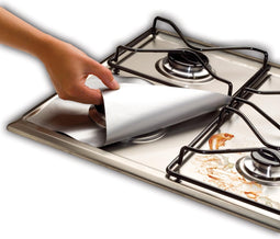 Beschermfolie Gasfornuizen 27x27cm 4 stuks - Gasfornuis Beschermers - Bescherming - Afdekking Gasfornuis - Zilver -