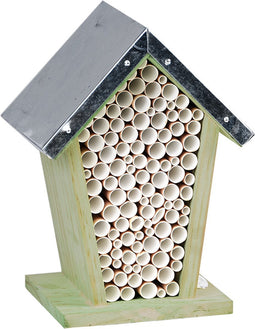 Best for birds Houten bijenhuis/bijenhotel - 12 x 15 x 22 cm - Hotel/huisje voor insecten - Wespenhuis/wespenhotel
